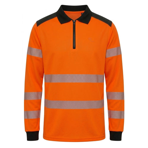 Contrast Hi Vis Polo Shirt Long Sleeve Orange