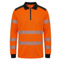 Orange long-sleeve shirt with reflective stripes on a white background