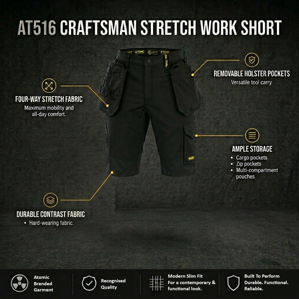 Atomic Workwear Stretch Work Short With Removable Holster Pockets