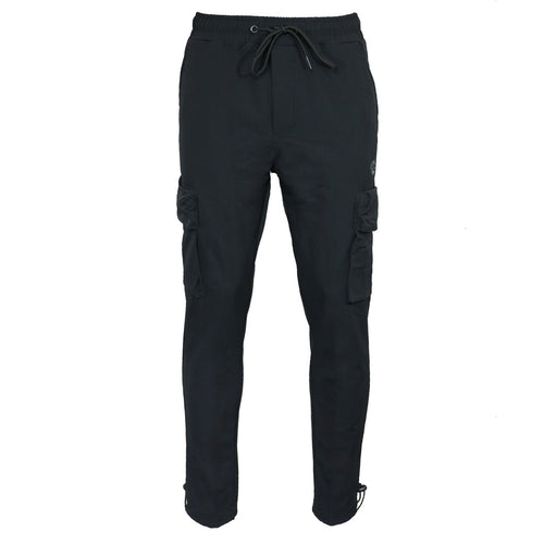 Black cargo pants on a white background