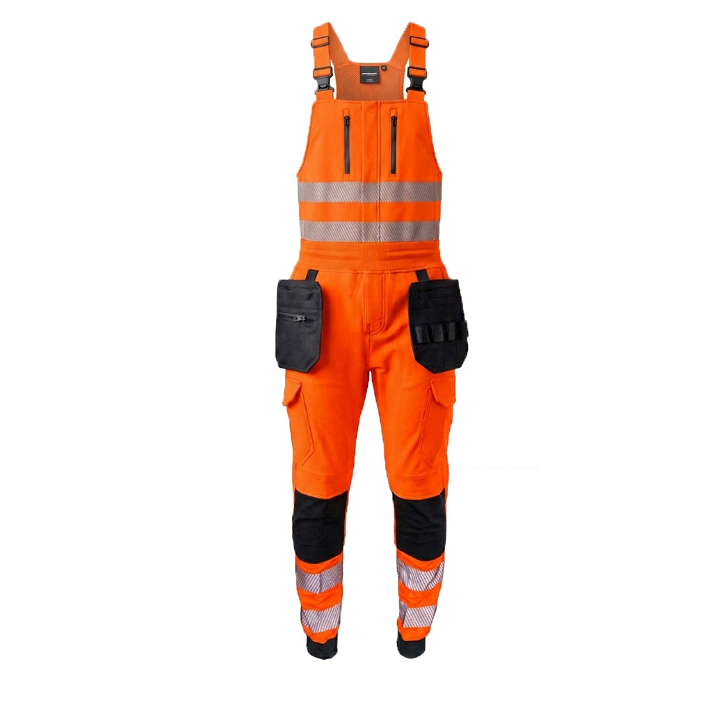 Kinetic Stretch Hi Vis Bib & Brace With Holster Pockets Orange